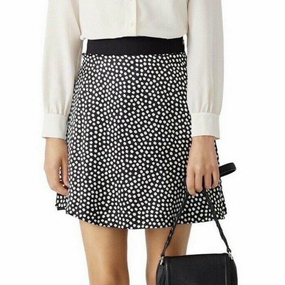 Kate Spade Black & White Silk Polka Dot Skirt